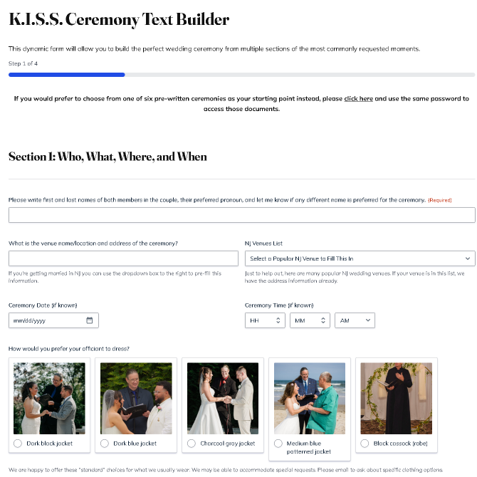 New Feature - Online Ceremony Builder